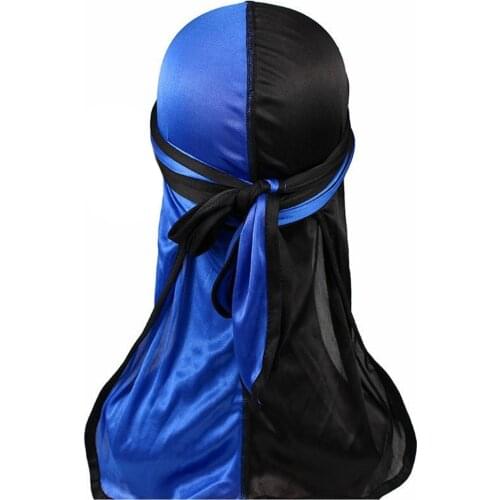 Unisex Two-tone Stitching Polyester Durag Fashion Satin Pirate Long Tail Cap