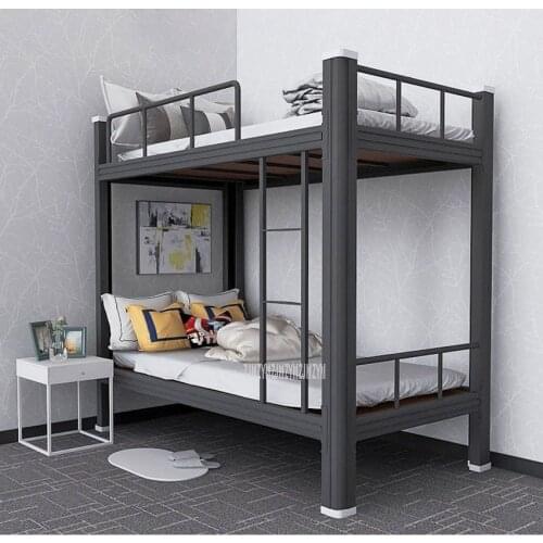 200*90cm Double-layer Steel Frame Bed Child Student Dormitory Bed Children Bedroom Furniture With Safety Guardrails and Ladder