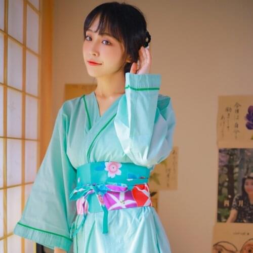 Japanese Kimono Bathrobe Women Spring Household Nightgown Steaming Wear Pajamas Sleepwear Obi Outfits Traditional Casual Loose