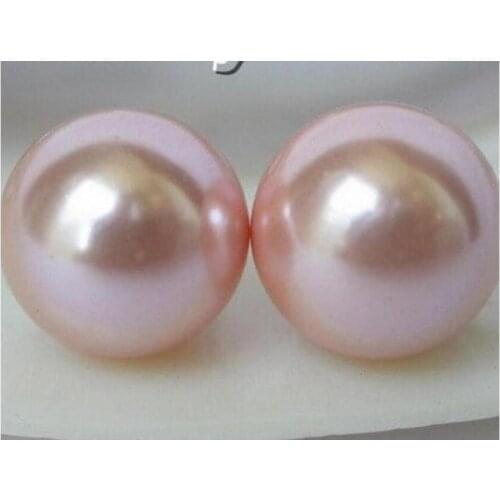 Hot selling ****peach pink sea shell pearls earrings 12mm jewelry