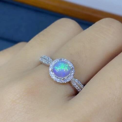 Natural Opal Rings for Women Anniversary Gift Genuine Colorful Gemstones Fine Jewelry Real 925 Sterling Silver Free Ship