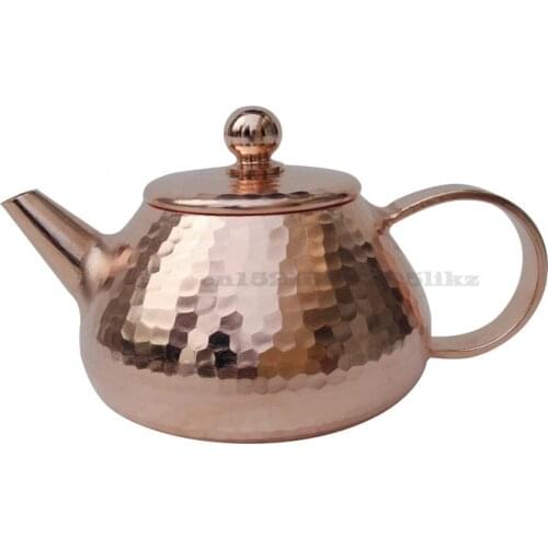 Red Copper Kettle Thickened Copper Kettle for Boiling Water Manual Hammer Pattern Tea Set Teapot Crafts