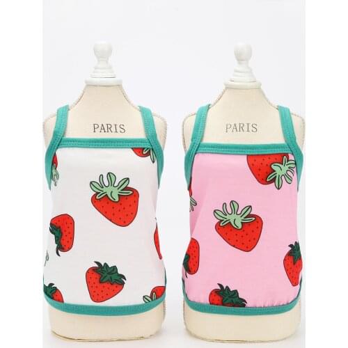Strawberry Design White Pink Pet Summer T-Shirt Vest Dog Clothes Ropa Para Mascotas