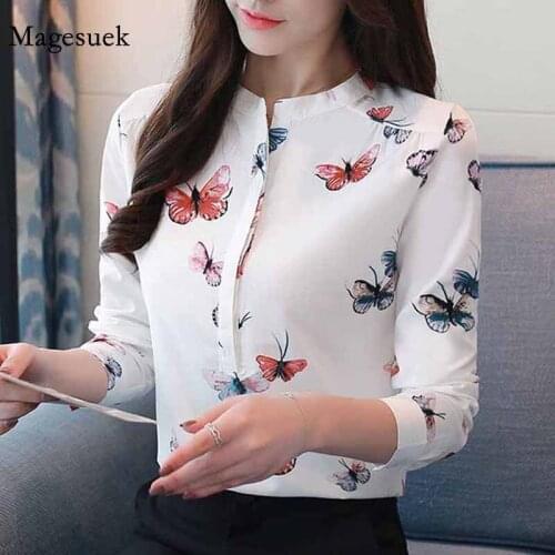 Fashion Print Long Sleeve Autumn New OL Style Women Blouse 2020 Button Ladies Causal Top Feminine Clothing Womens Shirt 1042 40