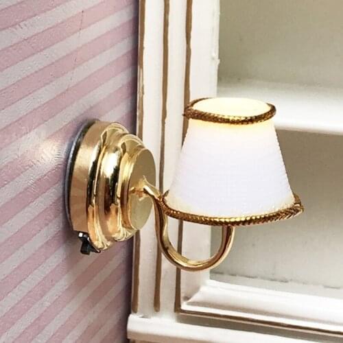 1:12 Scale Mini Wall Lamp with LED Light Model Dollhouse Furniture Miniature Accessories Living Room Doll House Decoration