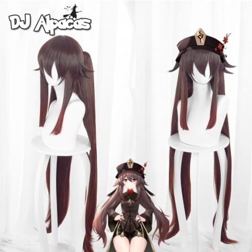New Game Genshin Impact Hutao Anime Cosplay Accessories Hair Heat Resistant Synthetic Wigs Halloween Free Wig Cap