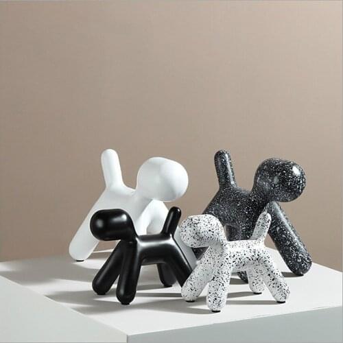 New light luxury soft decoration home black and White Balloon Dog resin ornament model room spotted dog furnishing ornaments