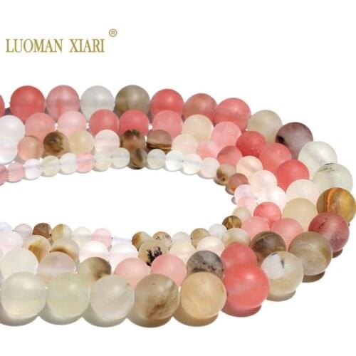 Wholesale Dull Polish Watermelon Red Crystal Matte Beads For Jewelry Making DIY Bracelet Necklace 6/8/10/12 mm Strand 15