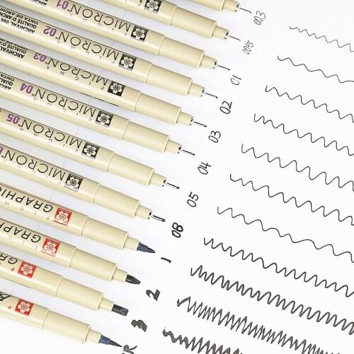 LE Black Pigma Micron Pen Waterproof Hand-Drawn Design Sketch Needle Pen Hand Dawing Liner Fineliner Cartoon Signature Pen