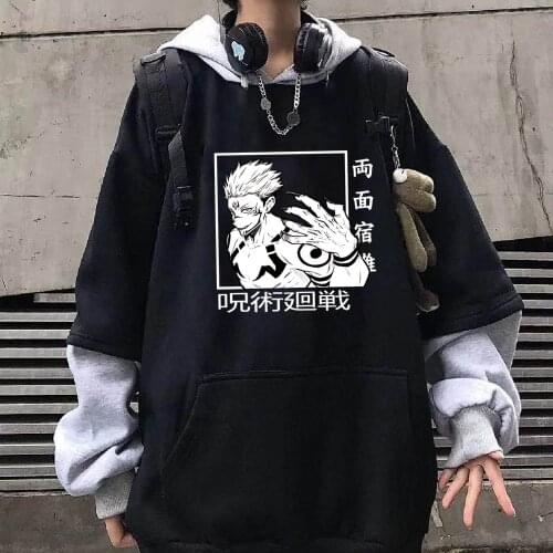 Japanese Anime Jujutsu Kaisen Hoodies Funny Long Sleeve Streetwear Pullover Tops