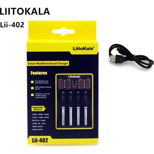 Liitokala Lii402 Lii202 18650 Charger 1.2V 3.7V 3.2V AA/AAA 26650 NiMH li-ion battery Smart Charger 5V 2A EU Plug