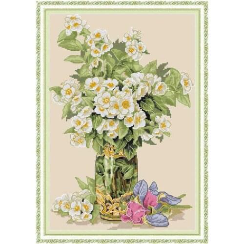 Yellow flower painting counted printed on the canvas DIY kit Cross Stitch embroidery needlework Sets home decor