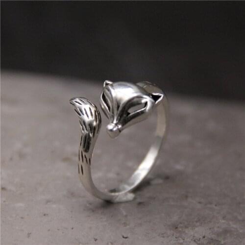 2018 New Arrival Promotion Anel Feminino S925 Pure Restoring Ancient Ways Do Old Cute Fox Ring Personality The Thai For Women