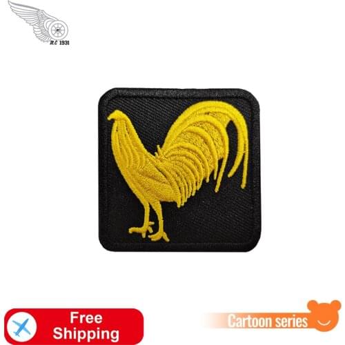 Golden Rooster Embroidered Patches Iron on for Garments Decoration Team Logo Custom Biker Accessory Novelty Sticker Twill Badges