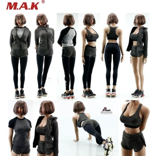 1/6 Female Clothes Set FA008 Yoga Clothing Fitness Wear Hoodie Sweatshirt Sweat pants Suit Accessory for 12'' Action Figure