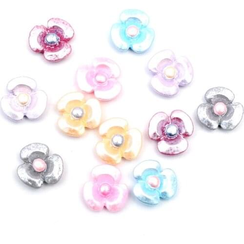 100Pcs Mixed Flower Resin Crafts Christmas Decoration Flatback Cabochon Embellishment For Scrapbook DIY Accessories 12x12mm