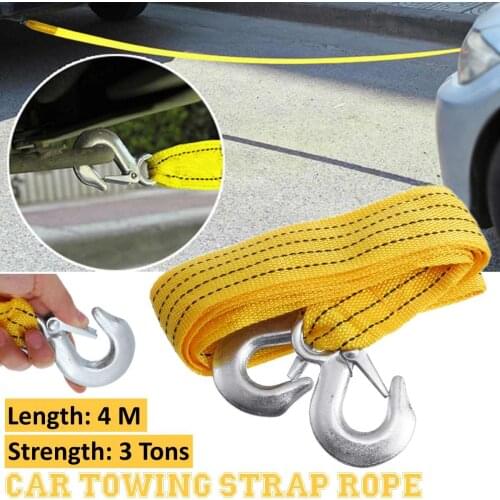 4/3 Meters 3Tons Car Tow Cable Emergency Trailer Rope With 2 Anti-Slip Hooks Eagle hook Style Car Towing Strap Rope