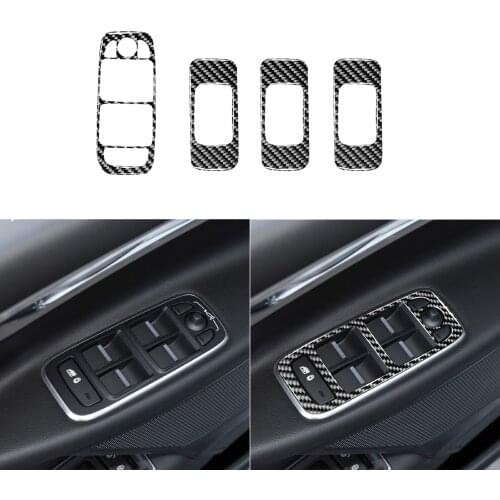 For Jaguar F-PACE XE X761 X760 Interior Carbon Fiber Decorative Accessories Window Lifting Switch Frame Trim Cover Sticker 4pcs