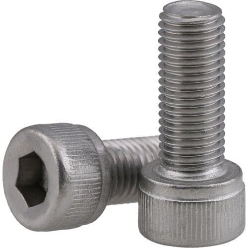 5PCS M12*1.25*20/25/30/35/40/50 m12 Stainless steel Fine thread hex hexagon socket cap head screw pitch 1.25mm