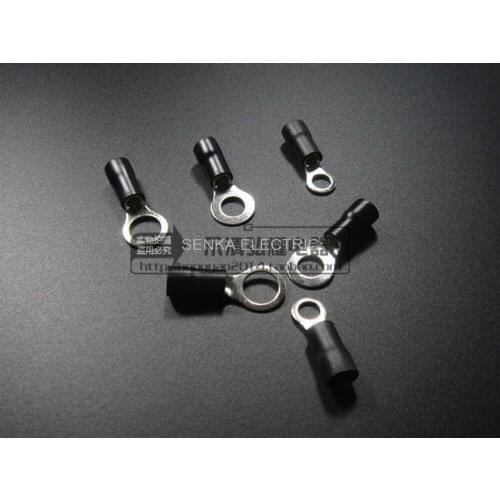 500pcs RV3.5-5 L #10 Black Plactic Vinyl Insulated Ring Terminals For 14-12 AWG, 2.5-4mm2 Wires Wire Crimp Connector