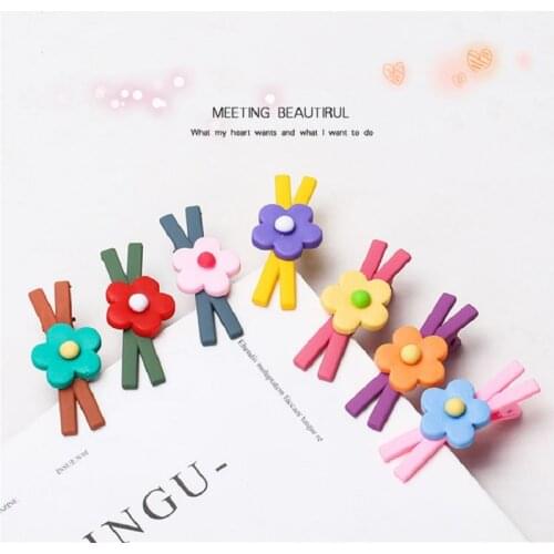7pcs/lot X-shaped Hairpins Candy Color Flower Bobby Pins Beautiful Pretty Nice Hair Clips for Baby Girls Kids Hair Accessories