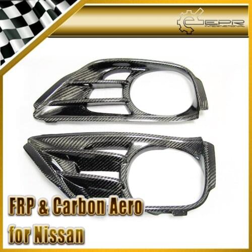 Car-styling For Nissan Skyline R35 GTR Carbon Fiber AS Style Exhaust Surround Glossy Fibre Rear Bumper Body Kit Accessories Trim