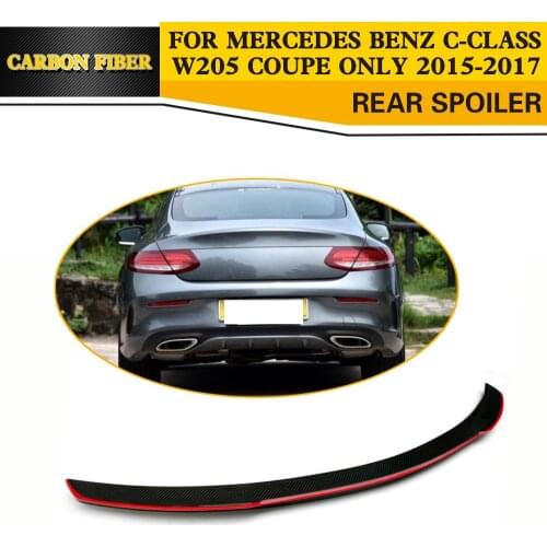 Car Styling Carbon Fiber Car Racing Rear Trunk Spoiler Lip for Benz C-class W205 Coupe Only 2015 2016