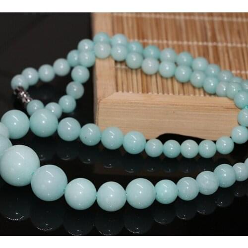Free shipping elegant amazonite stone jades 6-14mm round beads tower chain necklace fashion women choker jewelry 18inch B624-1