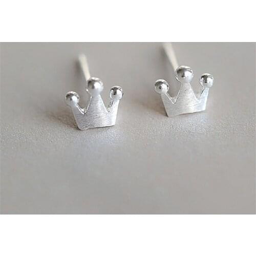 Free Shipping Fashion 925 Pure Sterling Silver Stud Earrings Crown Stud Earrings Jewelry Pendientes de Plata Brincos