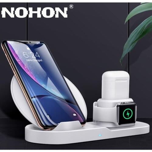 NOHON 3 in 1 Fast Wireless Charging Station For Phone Headset iWatch Qi Charging Dock Station For iPhone Samsung Huawei Airpods