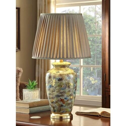 Chinese Retro Flowers Birds Ceramic Table Lamp For Living Room Study Bedroom Bedside Lamp Night Lamp Luxury Home Decorative Lamp