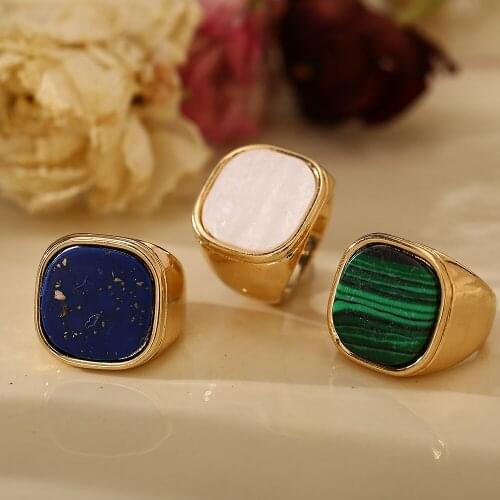 Trendy Black Green Enamel Chunky Midi Knuckle Ring for Women Men Geometric Big Square Finger Rings Ladies Jewelry Anillos Gift