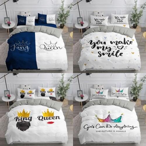 Cute 3D Print Bedding Set Queen King White Duvet Cover Set For 2 people Double Bed kids Adults Bedclothes Home Textile bed Linen