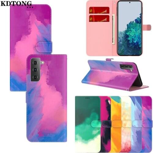 Flip Leather Phone Case for Samsung Galaxy A82 A22 5G 4G S21 FE Ultra Plus Xcover 5 Etui Watercolor Wallet Full Protect Cover