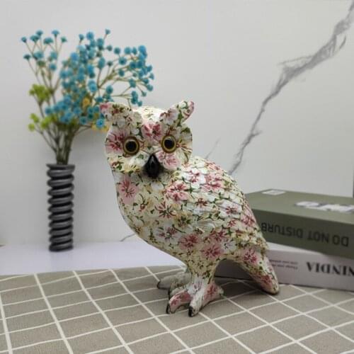 Colorful Creative Art Owl Ornaments Creative Water Transfer Animal Resin Crafts Home Office Decorations Home Accessories