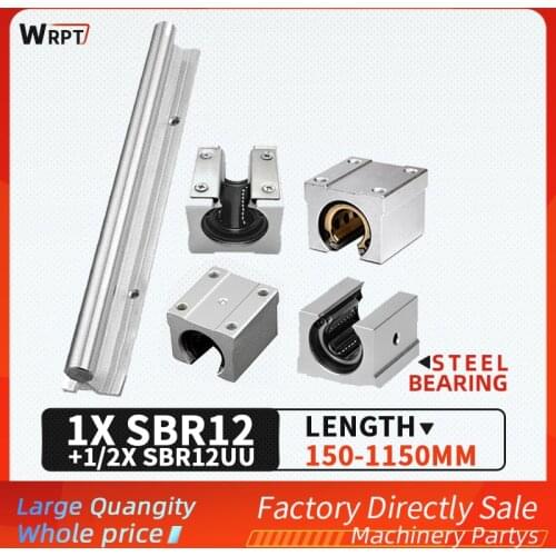 SBR12 guide rail bracket cylindrical linear sliding bearing slide rail 1/2 PCS slider set length = 150MM-1150MM