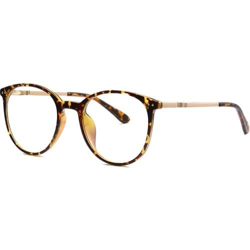 Round Shape TR90 With Metal Temple Anti Blue Light Blocking Phone Computer Glasses