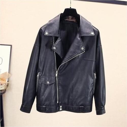 Pu Leather Jacket Women Fashion Bright Colors Beige Motorcycle Coat Short Faux Leather Biker Jacket Soft Jacket Female