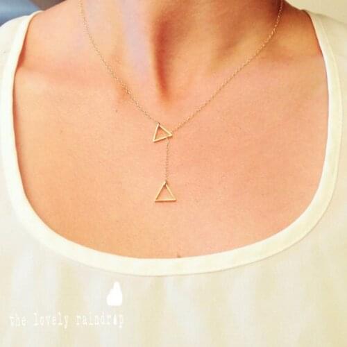 Summer style new fashion brand jewerly metal necklace&pendant piercing triangle chain necklace for women