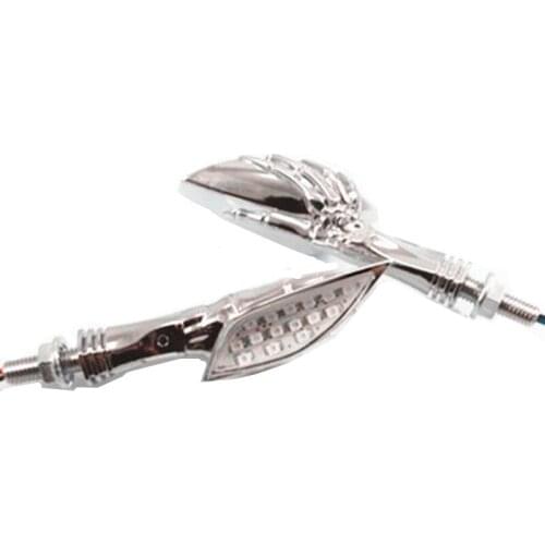 Motorcycle Skull Hand LED Turn Signal Lights Amber Blinker For Harley Honda KTN Touring Dirt bikeScooter Offroad