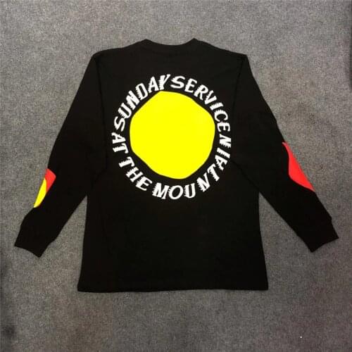 Black/White/Grey/Brown/Khaki Long Sleeve Sunday Service Holy Spirit Logo Print T-shirt 2019 Men New Kanye West Unisex T-shirts