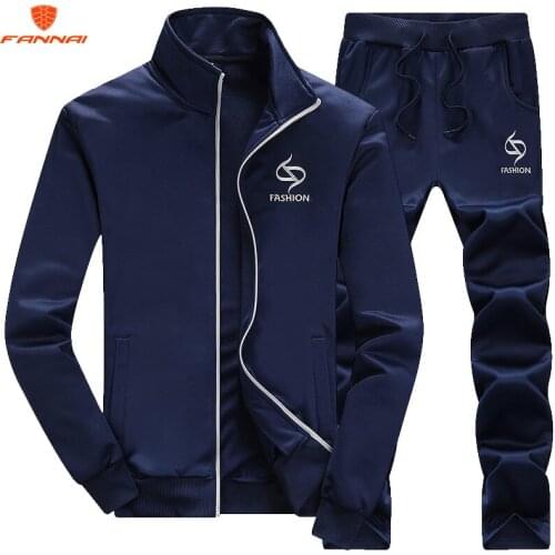 Mens Set spring Autumn Sportswear Casual Tracksuit Male Men Casual Active Suit Zipper Outwear 2pc Jacket + Pants Sets