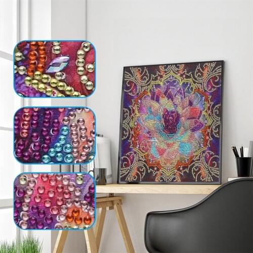 Special Shape Partial Drill Diamond Painting Diamond Art Paint By Numbers Plant Crystal Embroidery Cross Stitch Mosaic Lotus DIY