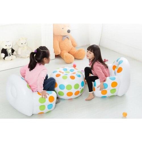 56X66X46CM + 38X53CM wtih stool set color polka dots Fashion flocking pvc inflatable children sofa coffee holder