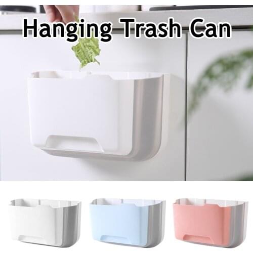 Kitchen Wall Mounted Folding Waste Bin Kitchen Cabinet Door Hanging Trash Bin Car Garbage Trash Can for Bathroom Toilet Waste