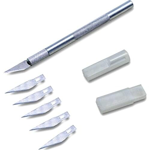 Non-Slip Metal Scalpel Knife Tools Kit Cutter Engraving Craft knives + 6 pcs Blade Mobile Phone Laptop DIY Repair Hand Tools