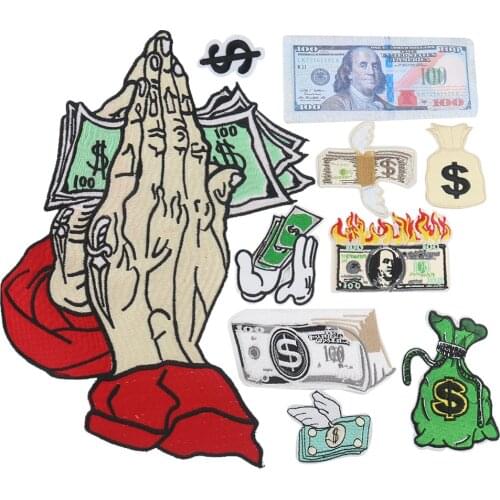 2021 New Style American Money Embroidery Clothing Cloth Stickers Clothes Badge Logo Fashion Denim Jacket Punk Patches Ironed On