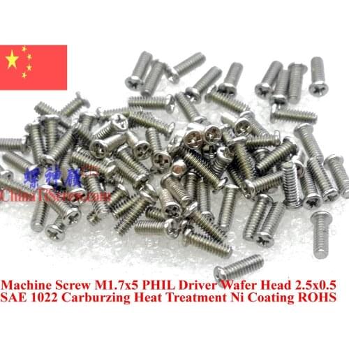 Wafer Head screw M1.7x2.5 M1.7x4 M1.7x5 M1.7x6 PHIL Driver ROHS Polished 100 pcs SAE1022