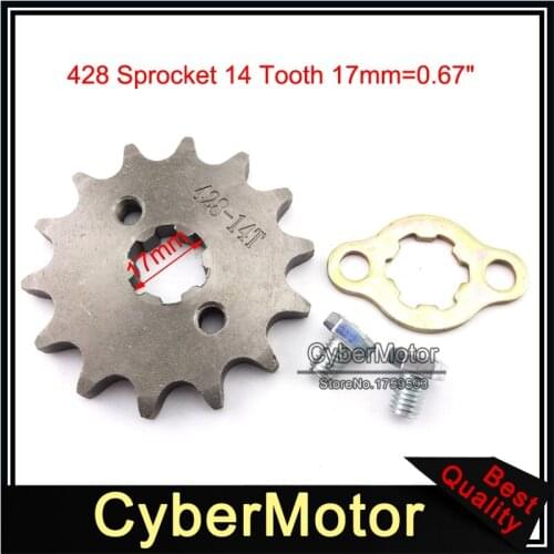 428 14 Tooth 17mm Front Engine Chain Sprocket Gear For 50cc 70cc 90cc 110cc 125cc 140cc 150cc 160cc Dirt Pit Bike Motorcycle