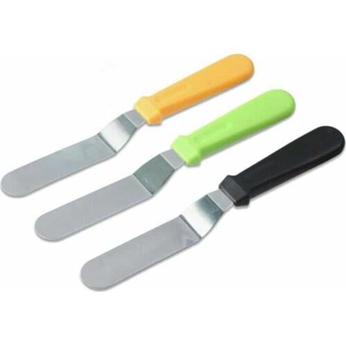 Plastic Handle Cream Scraper Stainless Steel Butter Cake Spatula For Kitchen Baking Tools Multi Color